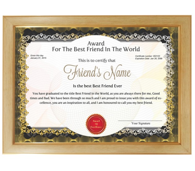 personalized-award-certificate-for-worlds-best-friend-with-frame